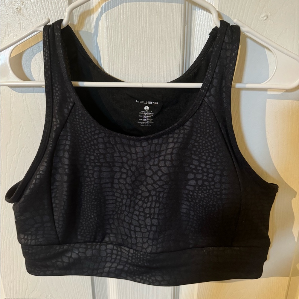 Black Textured Sports Bra
